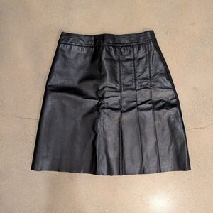 DKNY Black A-Line Leather Skirt